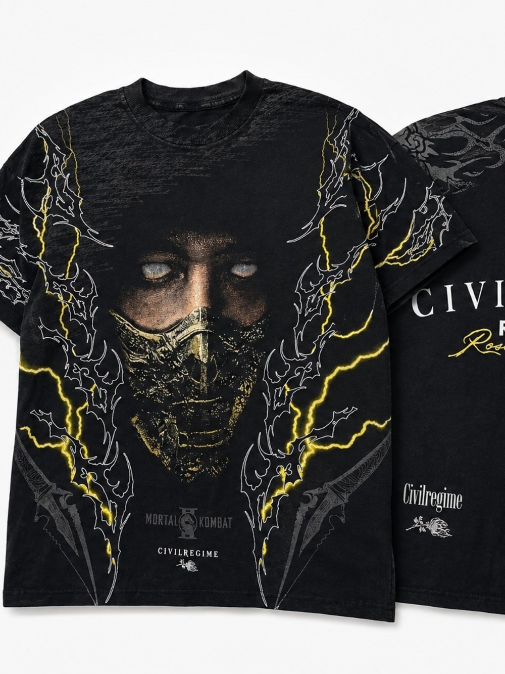 Civil Regime x Mortal Kombat Scorpion Graphic Tee Black Size Large